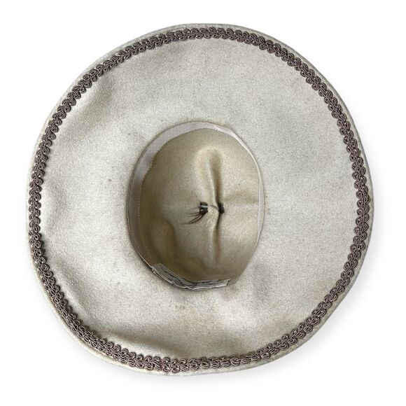 Vintage Lesile James Feathered Hat Wide Brim Wool Avant Garde Statement Piece - Picture 7 of 9